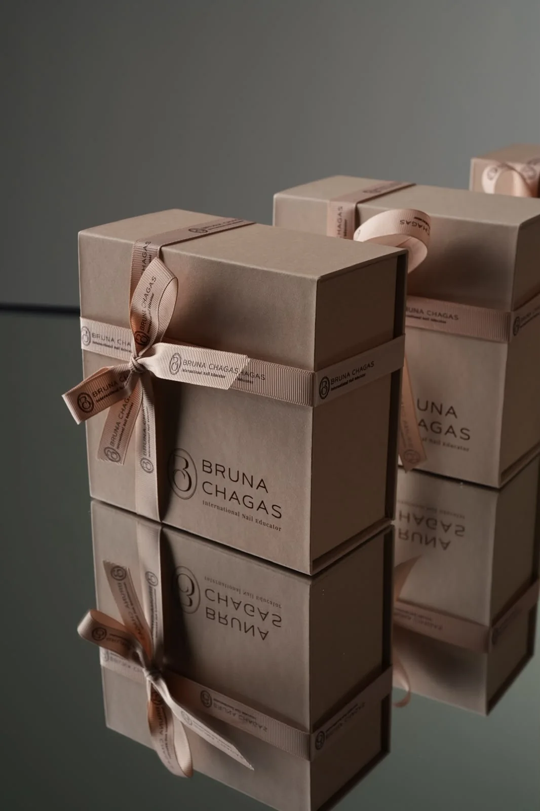 Bruna Chagas luxury magnetic boxes in a studio setting