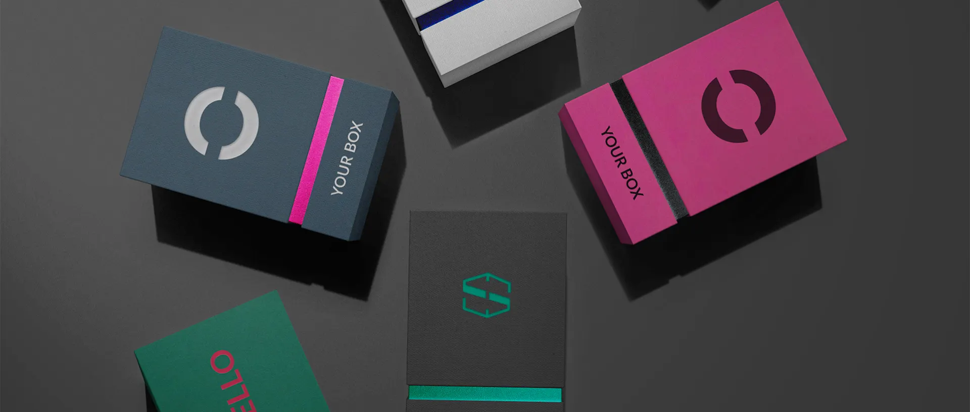 Rigid boxes printed with different brands